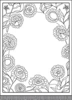 Whimsical Floral Border Black and White Rug