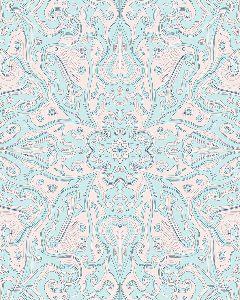Pale Blue Pastel Swirl Mandala Rug