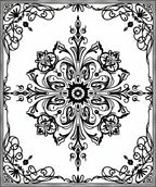 Vintage Black Scrollwork Medallion Rug