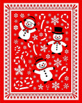Charming Red Snowman Candy Cane Snowflakes Rug