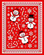 Charming Red Snowman Candy Cane Snowflakes Rug