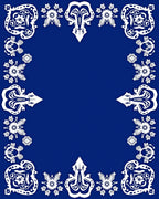 Royal Blue White Ornate Medallion Border Rug