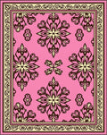 Pink Floral Medallion Scroll Border Rug