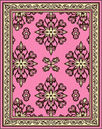 Pink Floral Medallion Scroll Border Rug
