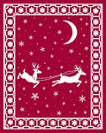Christmas Red Sleigh Reindeer Crescent Moon Rug