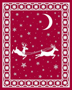 Christmas Red Sleigh Reindeer Crescent Moon Rug