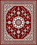 Crimson Ivory Intricate Mandala Motif Rug