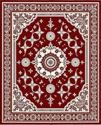 Crimson Ivory Intricate Mandala Motif Rug