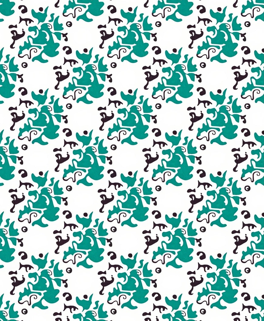 Teal and Black Abstract Organic Forms Rug
