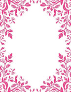 Vibrant Pink Floral Vine Border Rug