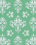 White Damask Flourish Green Backdrop Rug