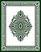 Formal Green Medallion Border Rug