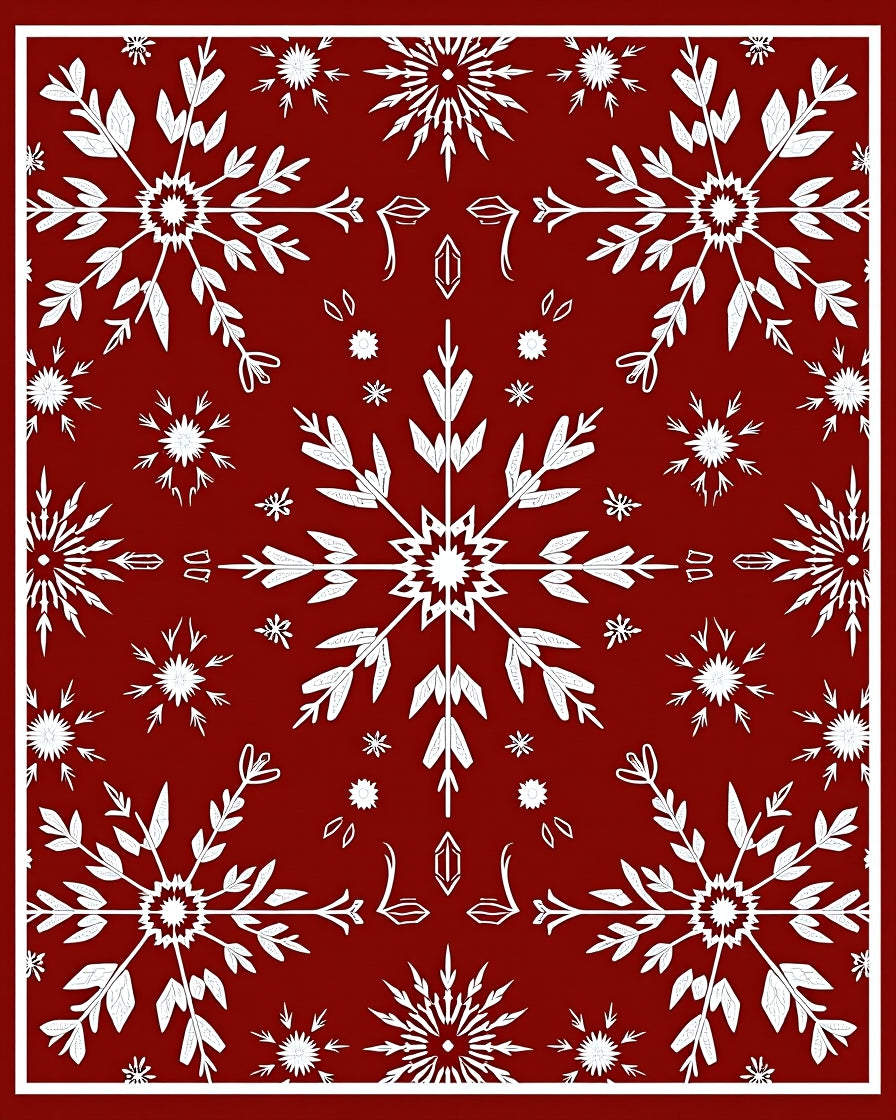 Crimson White Snowflake Medallion Rug