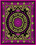 Vibrant Pink Golden Medallion Mandala Rug