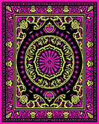 Vibrant Pink Golden Medallion Mandala Rug