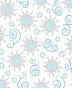 Blue Sunburst Floral Swirls Rug