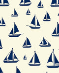 Navy Sailboat Scattered Nautical Canvas Rug