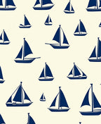 Navy Sailboat Scattered Nautical Canvas Rug