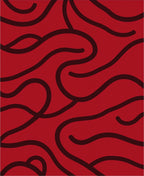Crimson Flowing Organic Waves Rug