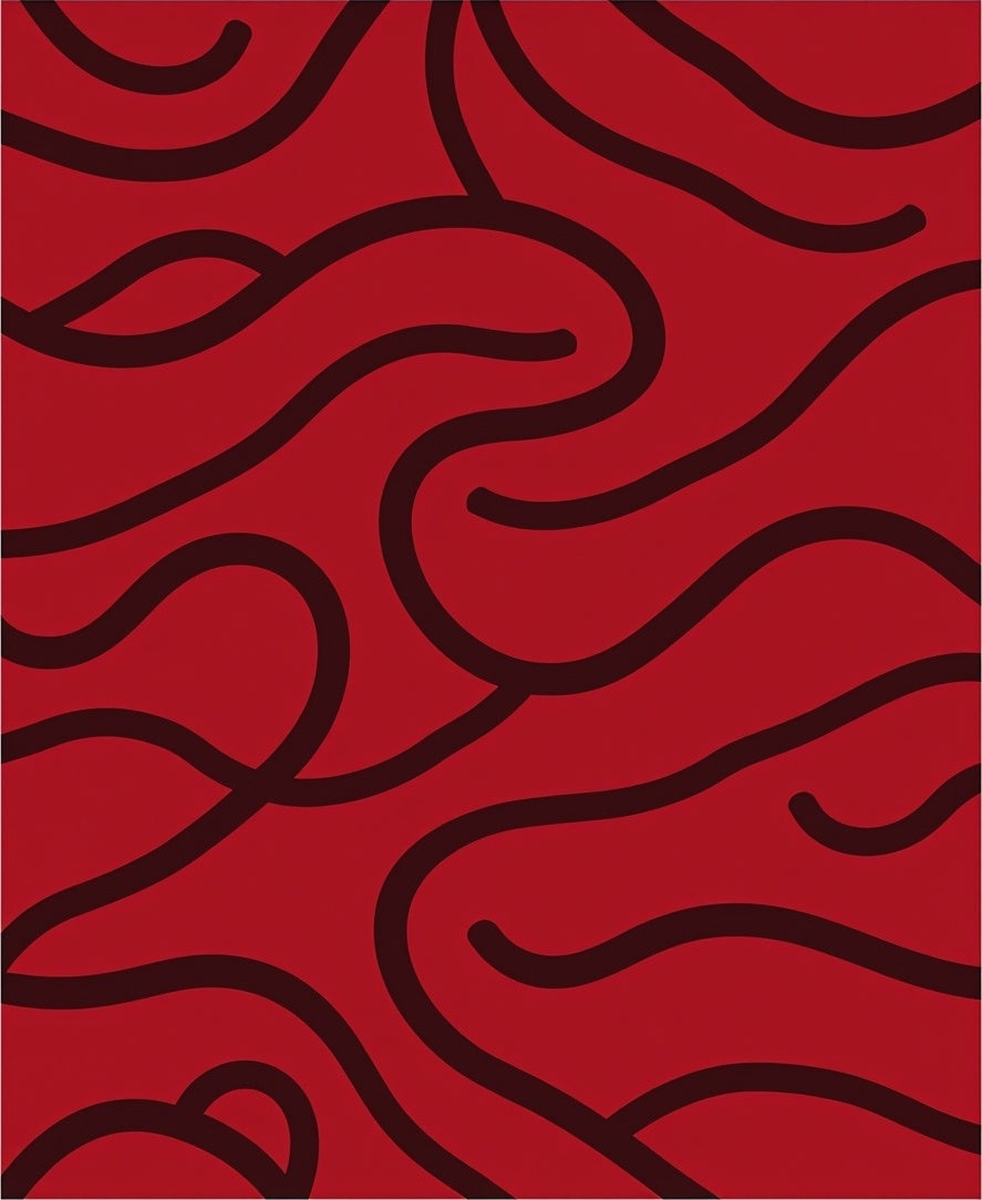 Crimson Flowing Organic Waves Rug