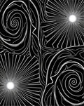 Monochrome Swirl Sunburst Abstract Rug