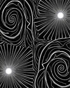 Monochrome Swirl Sunburst Abstract Rug