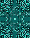 Teal Abstract Floral Mandala Rug
