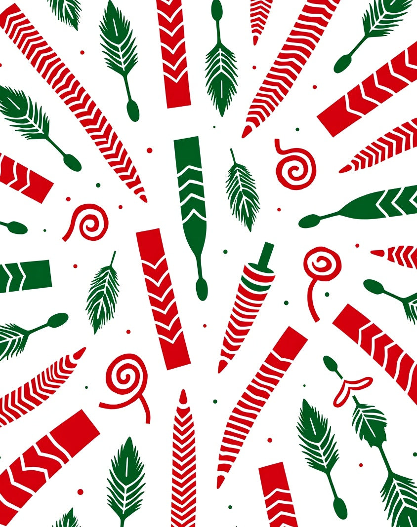 Red Green Arrow Leaf Swirl Rug