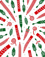 Red Green Arrow Leaf Swirl Rug