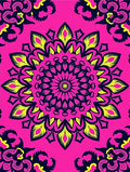 Vibrant Pink Yellow Sunburst Mandala Rug
