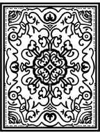 Black White Scrollwork Medallion Rug