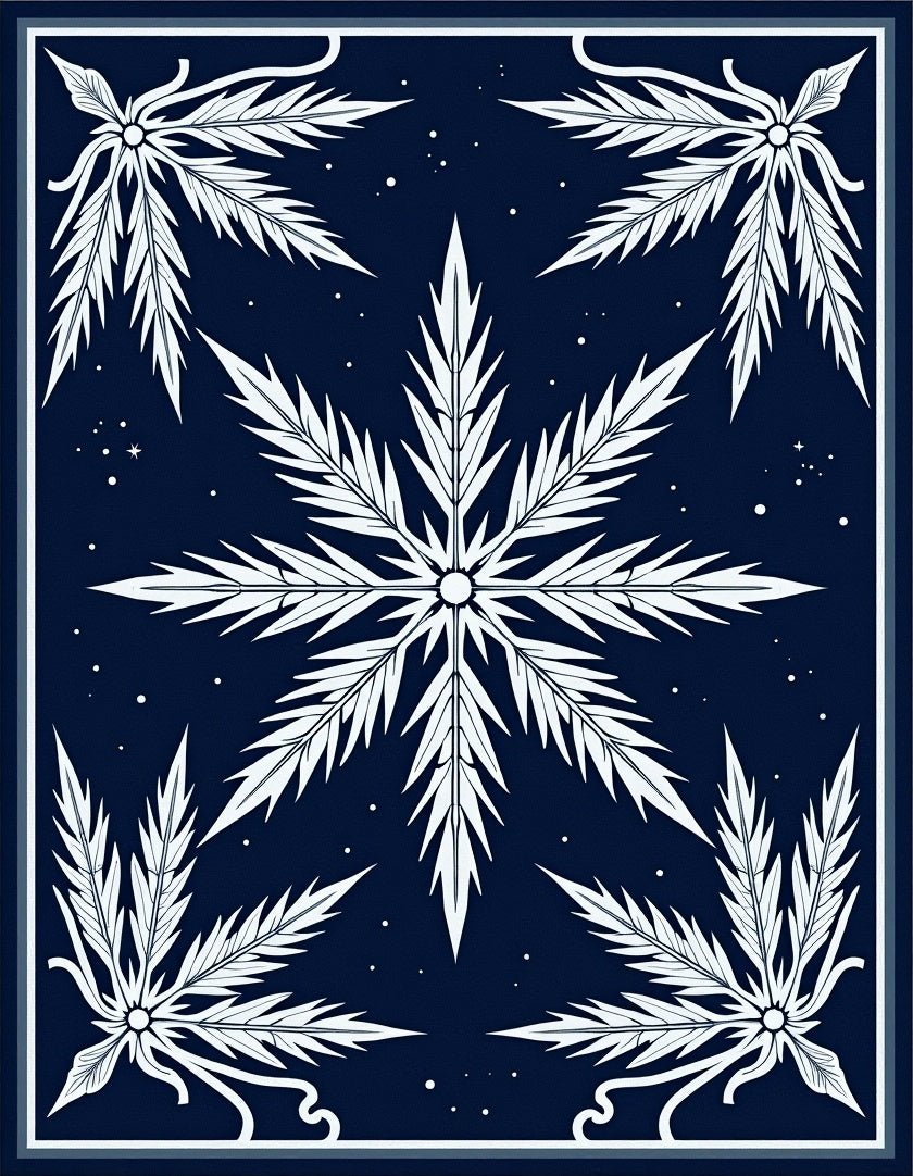 Deep Blue Starburst Botanical Rug