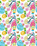 Whimsical Pink Blue Easter Egg Bunny Rug