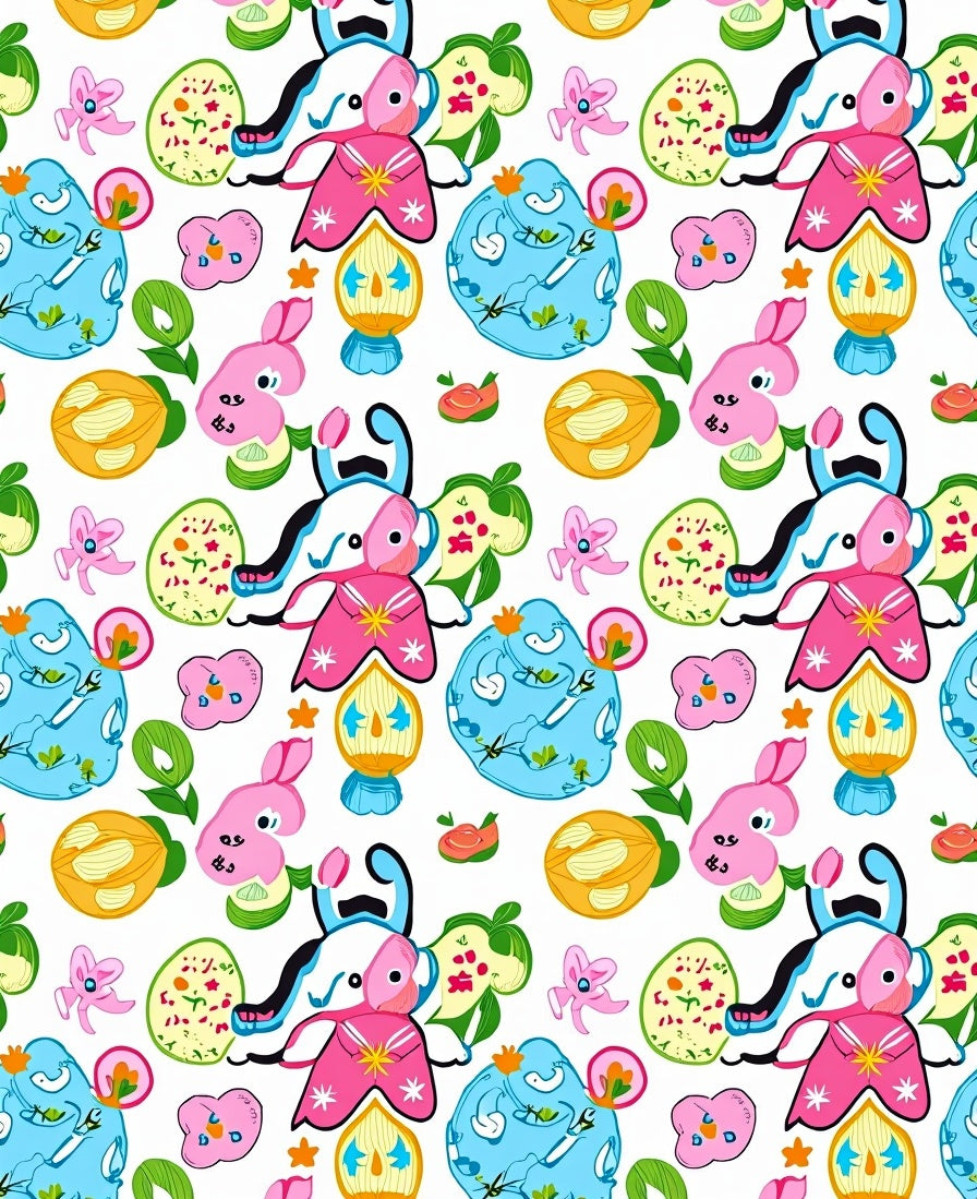 Whimsical Pink Blue Easter Egg Bunny Rug