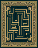 Art Deco Gold Maze Teal Rug