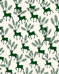 Forest Green Silhouette Deer with Pine Branch Antlers Rug