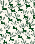 Forest Green Silhouette Deer with Pine Branch Antlers Rug