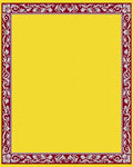 Maroon White Floral Bordered Yellow Rug