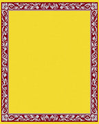 Maroon White Floral Bordered Yellow Rug