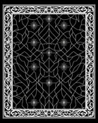 Black and White Geometric Starburst Border Rug
