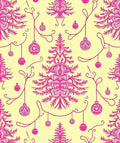 Vibrant Pink Ornate Christmas Tree Ornaments Rug