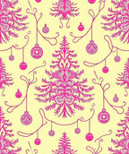 Vibrant Pink Ornate Christmas Tree Ornaments Rug