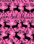Pink Reindeer Snowflake Scene Rug