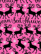 Pink Reindeer Snowflake Scene Rug