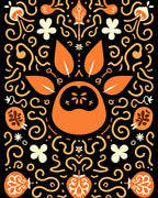 Bold Orange Folk Floral Swirls Rug