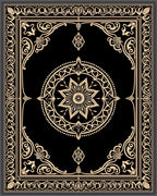 Black and Gold Ornamental Mandala Rug