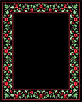 Vibrant Red Floral Vine Border Rug