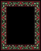Vibrant Red Floral Vine Border Rug