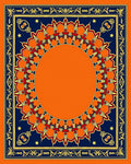 Vibrant Orange Sunburst Border Rug