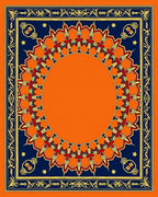 Vibrant Orange Sunburst Border Rug